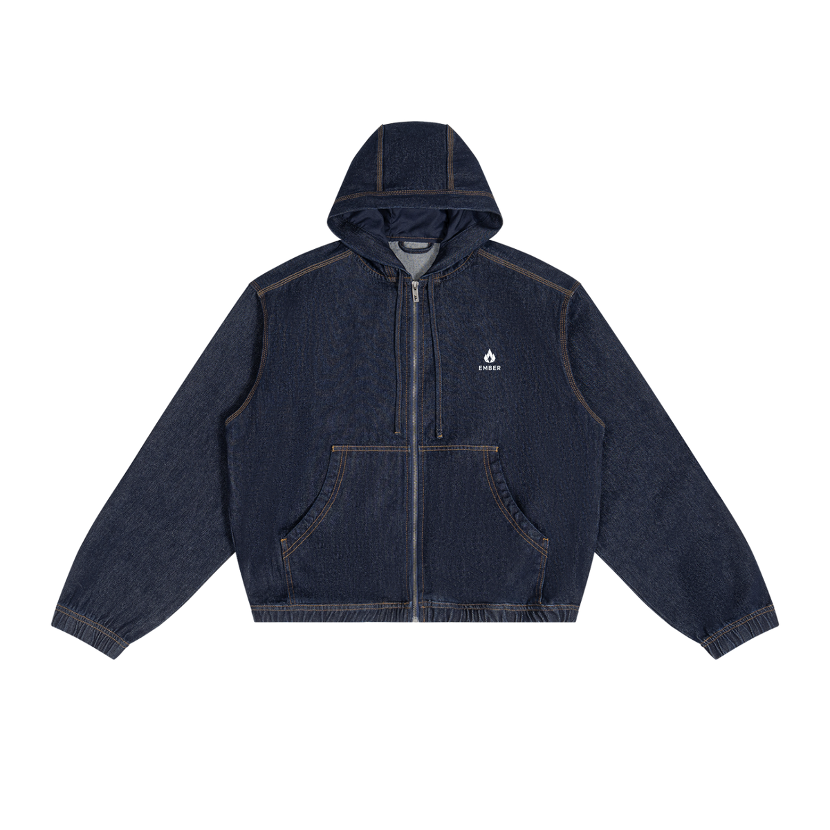 Men's Boxy Vintage Wash Hooded Denim Jacket